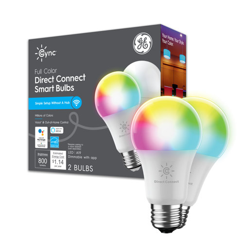 GE Lighting GE Cync Direct Connect Smart Bulb, Full Color A19 LED Smart